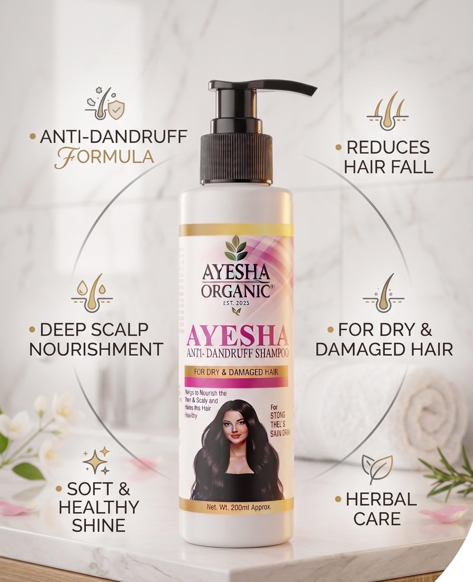 Ayesha Organic Anti-Dandruff Shampoo | For Dry & Damaged Hair