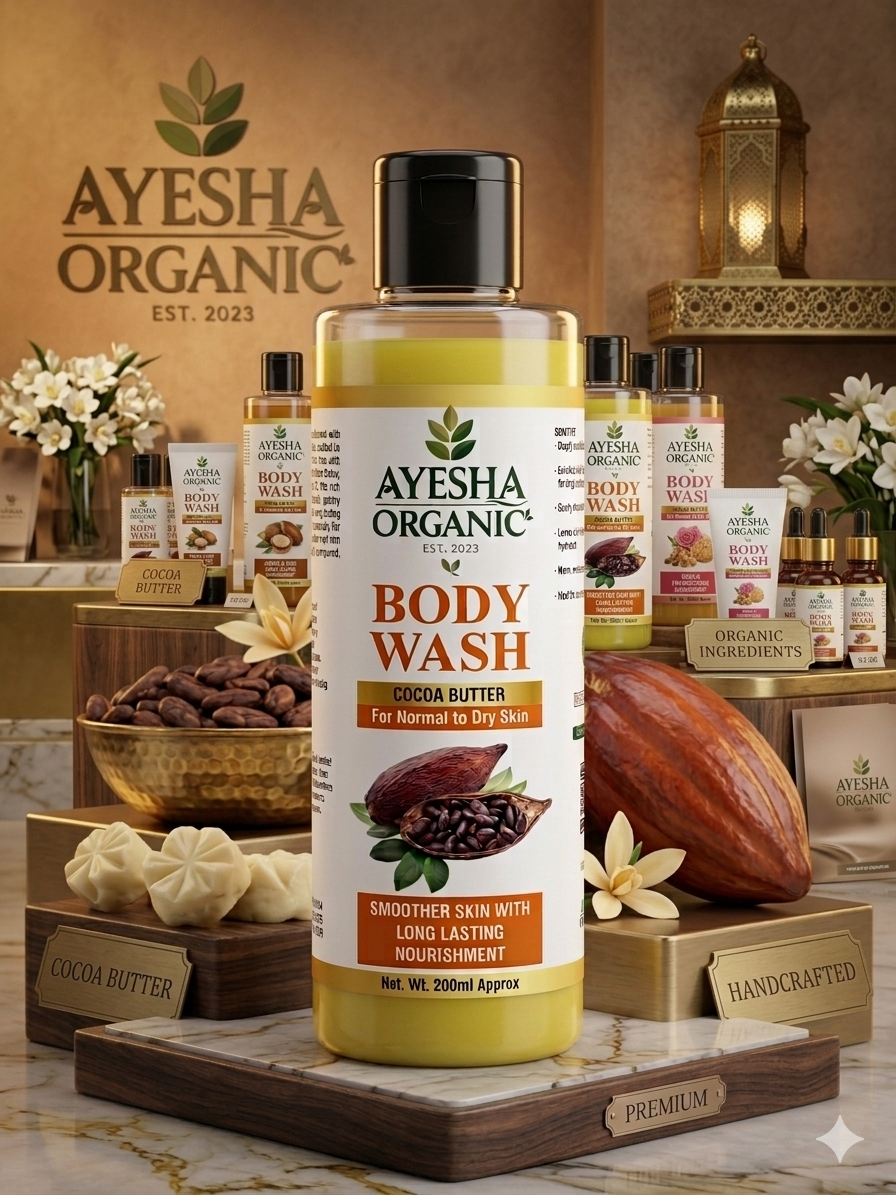 Ayesha Organic Cocoa Butter Body Wash – For Normal to Dry Skin
