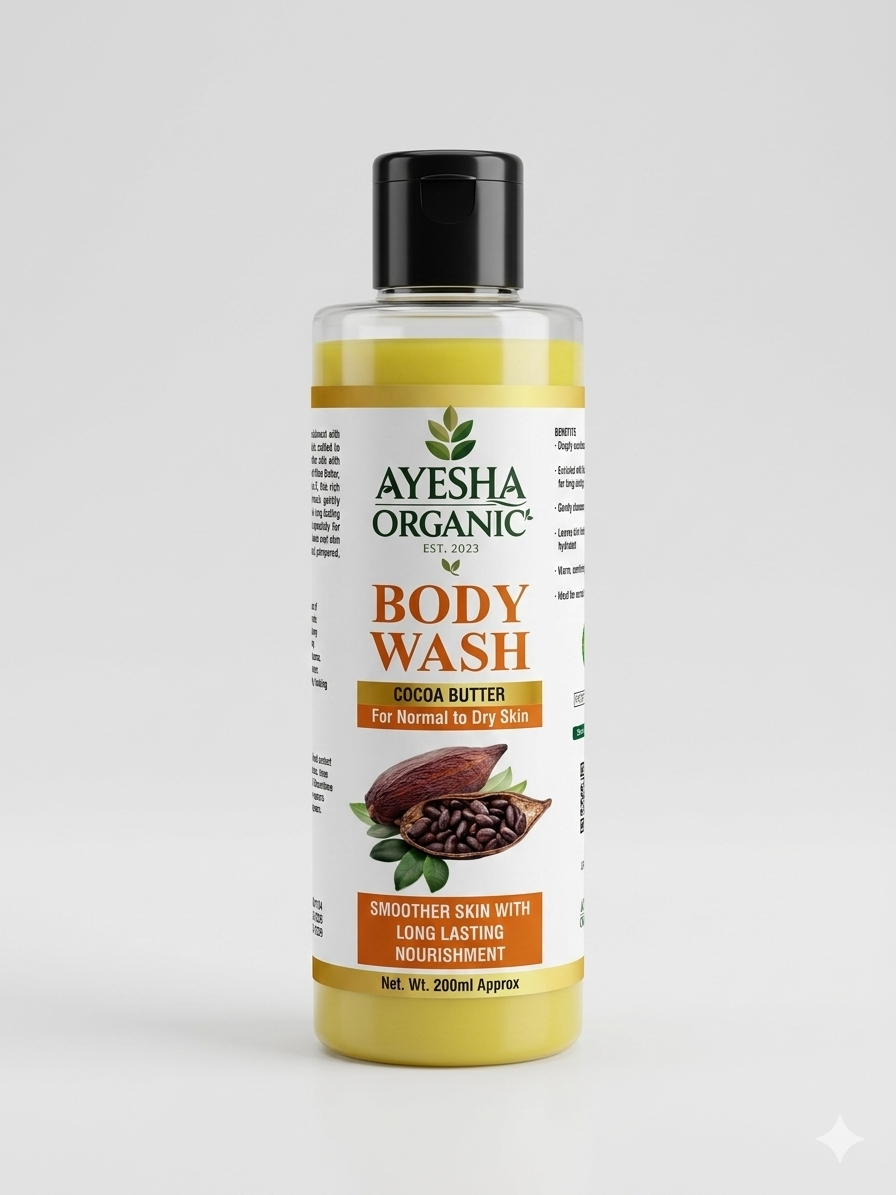 Ayesha Organic Cocoa Butter Body Wash – For Normal to Dry Skin
