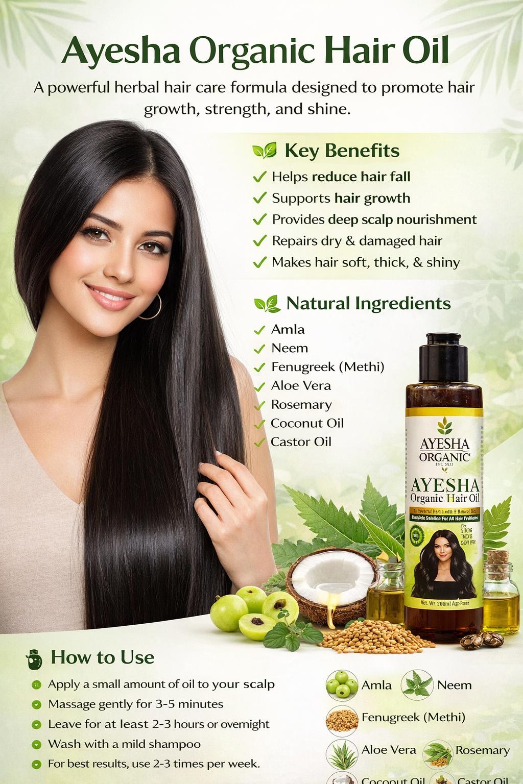 Ayesha Organic Hair Oil – Kamzor Baalon Ko Phir Se Zinda Aur Mazboot Banaye