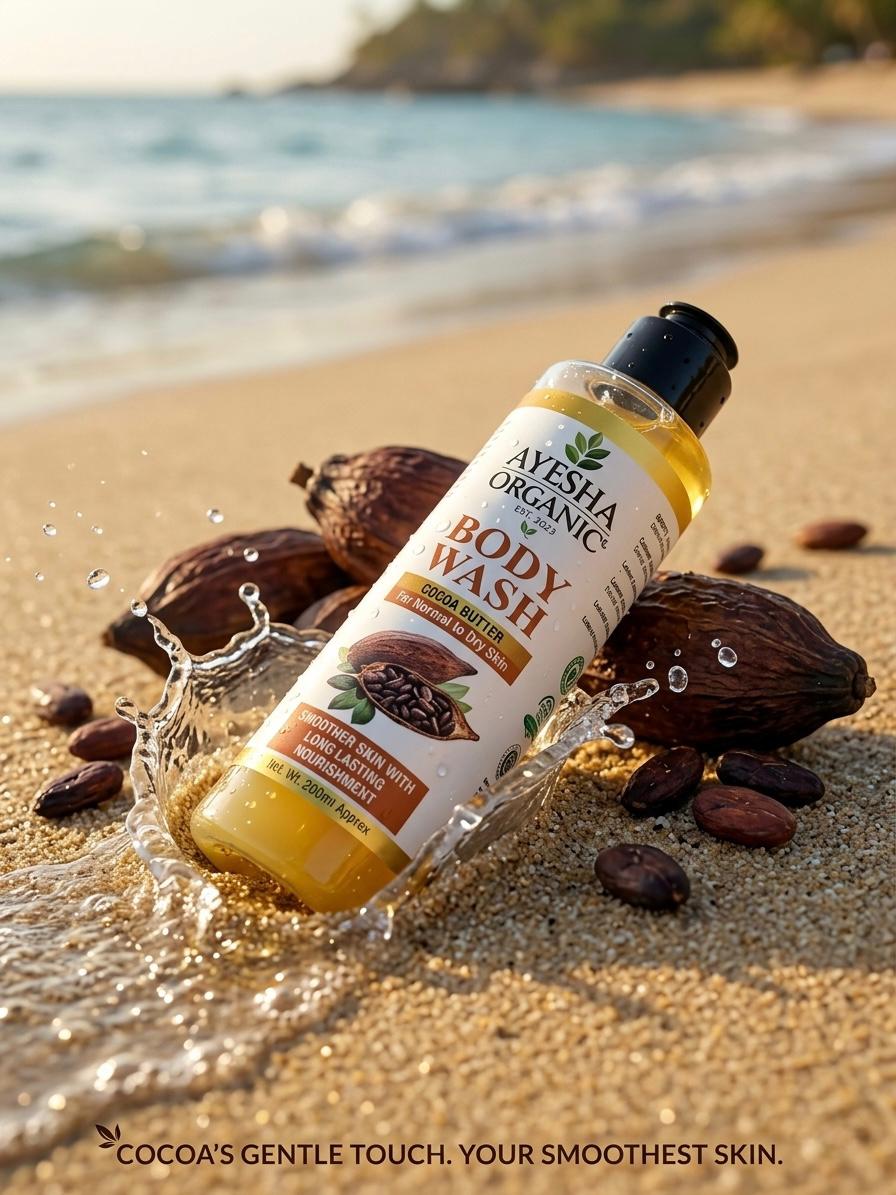 Ayesha Organic Cocoa Butter Body Wash – For Normal to Dry Skin